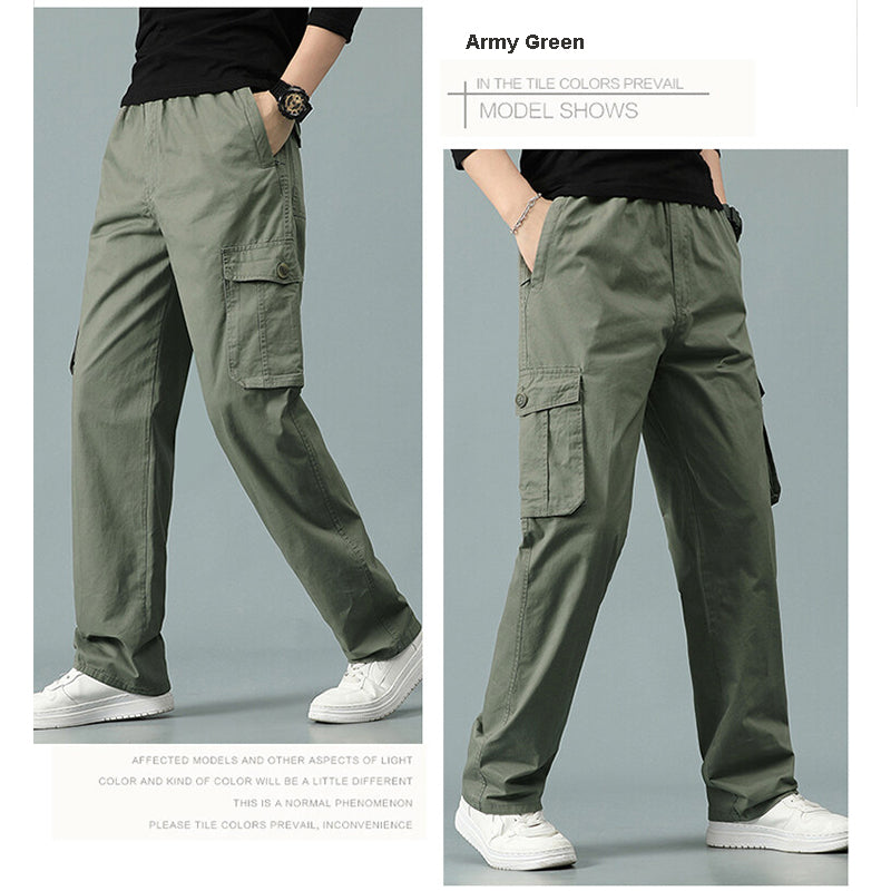 Mens Cargo Pants Casual Drawstring Athletic Jogger Sports Outdoor Trousers | 8588