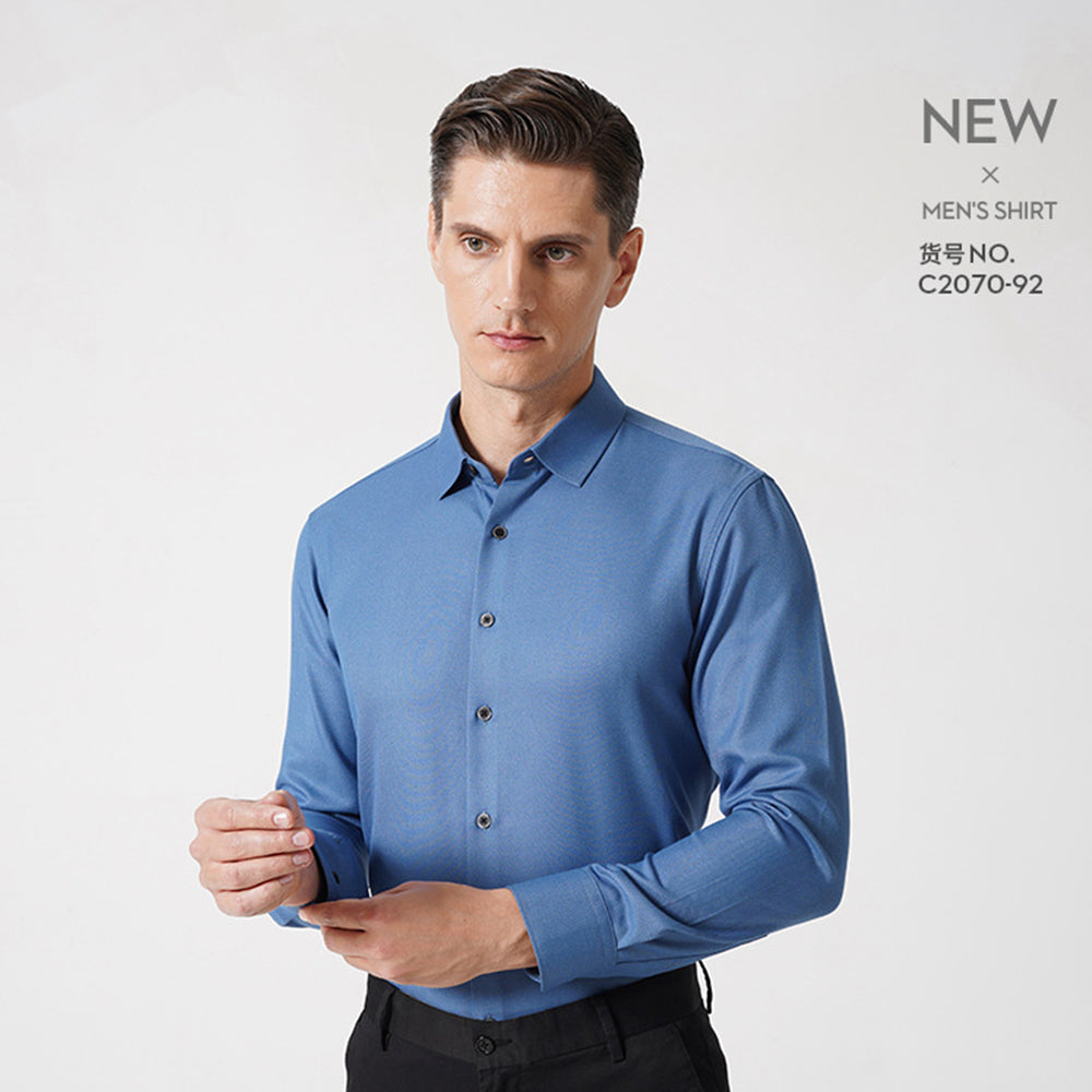 Premium Men's Dress Shirt Regular Fit Flex Collar Cotton Solid Shirts | C2070
