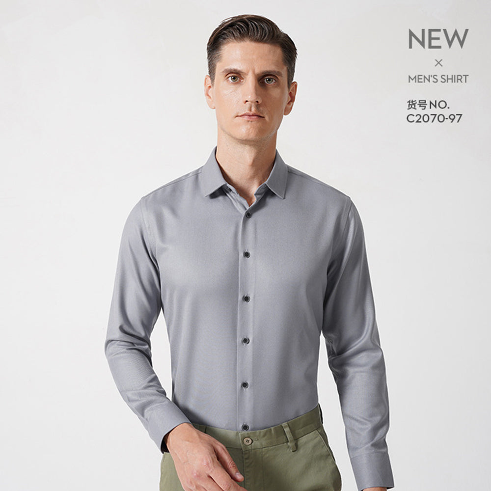 Premium Men's Dress Shirt Regular Fit Flex Collar Cotton Solid Shirts | C2070