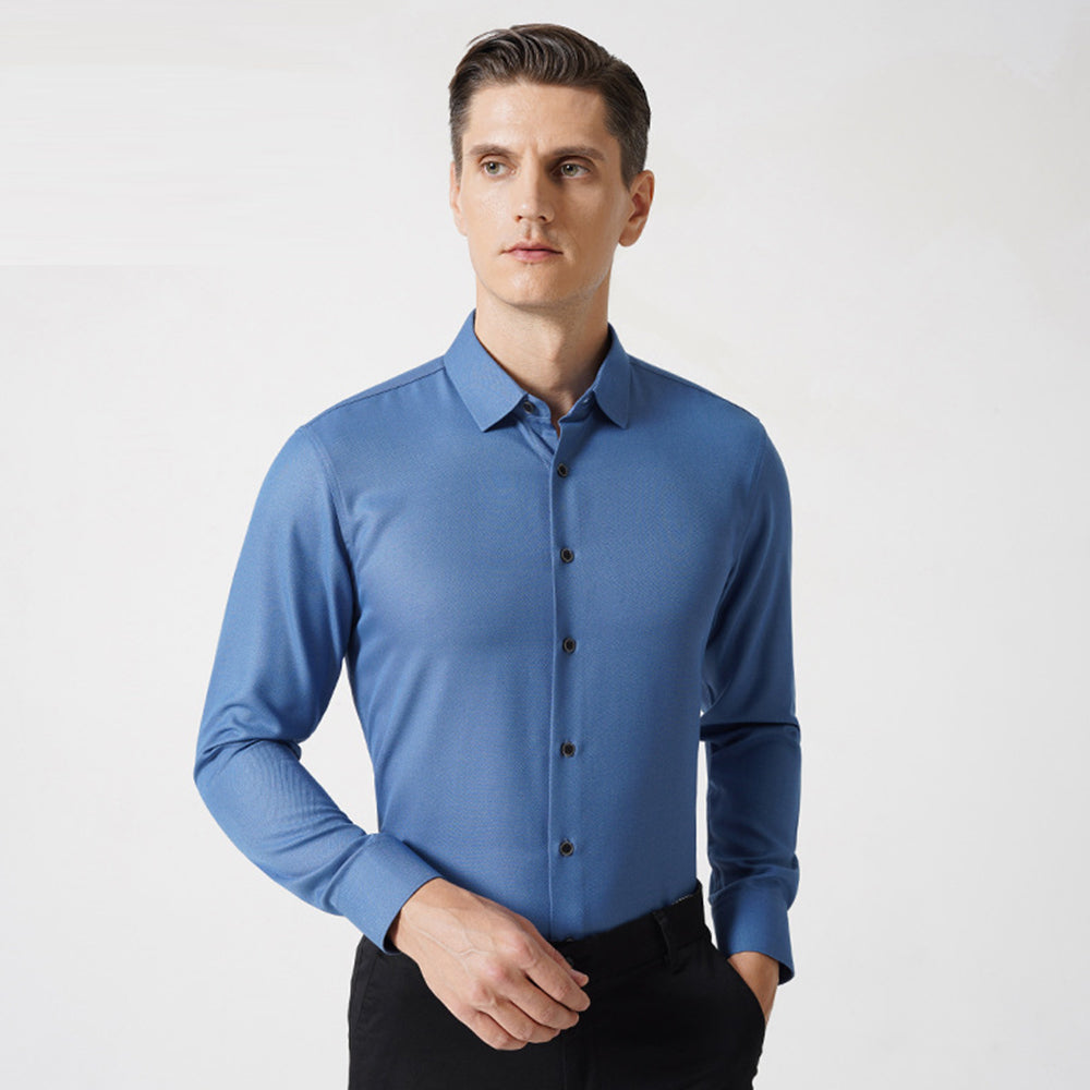 Premium Men's Dress Shirt Regular Fit Flex Collar Cotton Solid Shirts | C2070