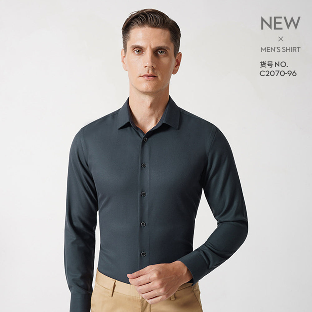 Premium Men's Dress Shirt Regular Fit Flex Collar Cotton Solid Shirts | C2070