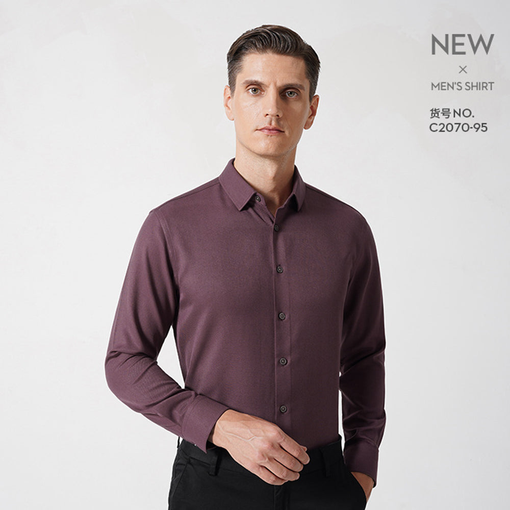 Premium Men's Dress Shirt Regular Fit Flex Collar Cotton Solid Shirts | C2070