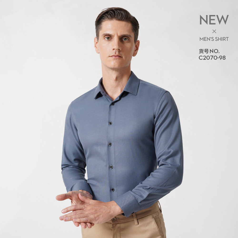 Premium Men's Dress Shirt Regular Fit Flex Collar Cotton Solid Shirts | C2070