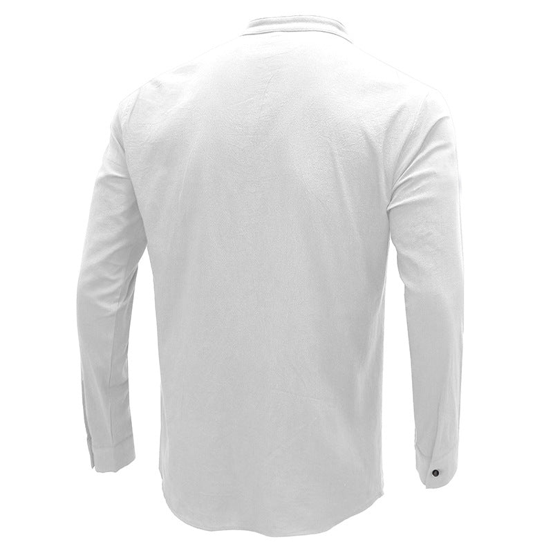 Mens Casual Blouse Flex Henley Long Sleeve Pocket T Shirts Loose Tops | 220505