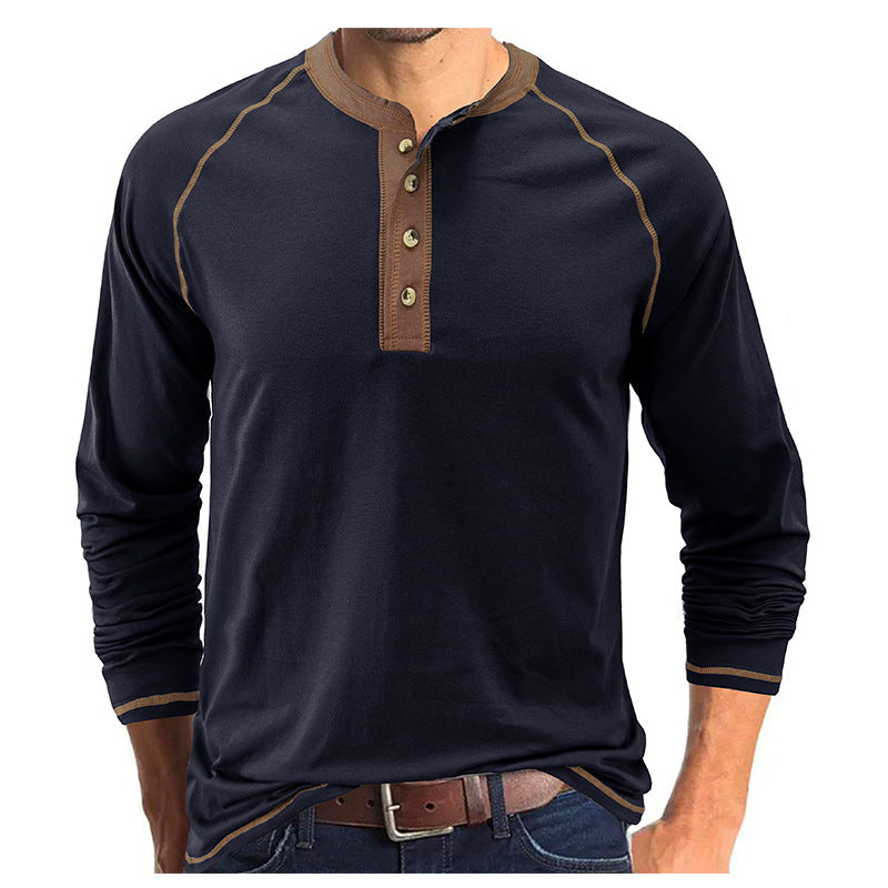 Men's Shirt Long Sleeve Cotton Lightweight Henley T-Shirt | 2237