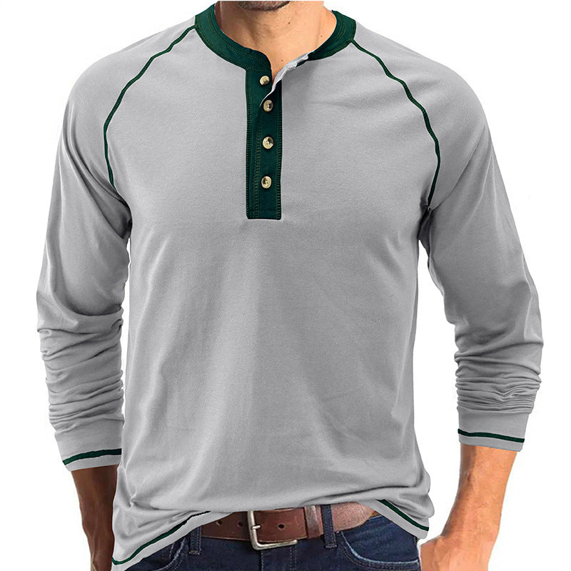 Men's Shirt Long Sleeve Cotton Lightweight Henley T-Shirt | 2237