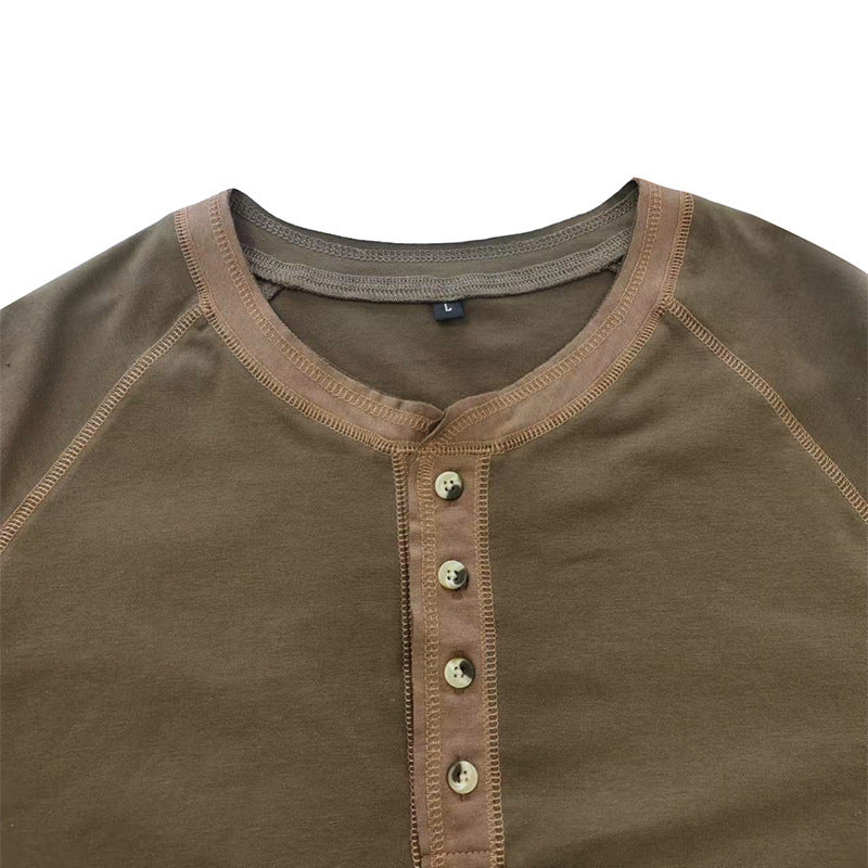 Men's Shirt Long Sleeve Cotton Lightweight Henley T-Shirt | 2237