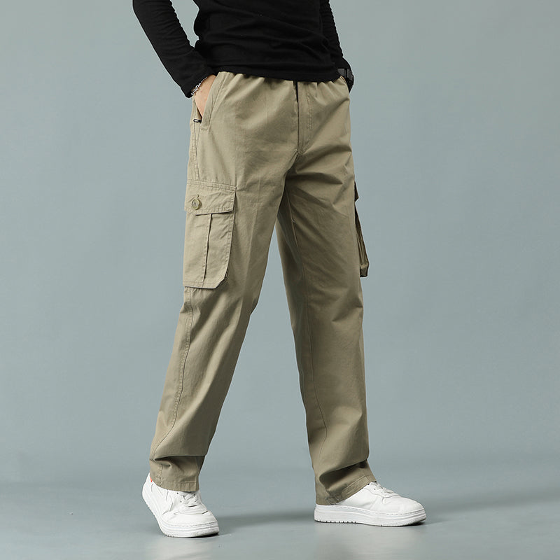 Mens Cargo Pants Casual Drawstring Athletic Jogger Sports Outdoor Trousers | 8588