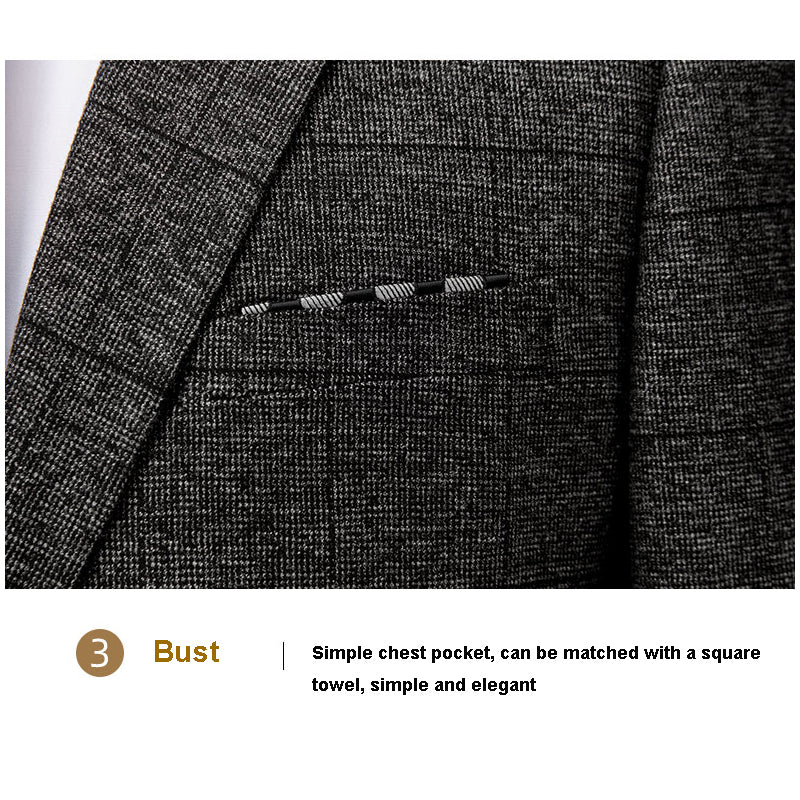 Mens Suits 3 Piece Check Plaid Suit Single Breasted Two Button JacketsTuxedo Suits Spring Autumn Winter | 1752