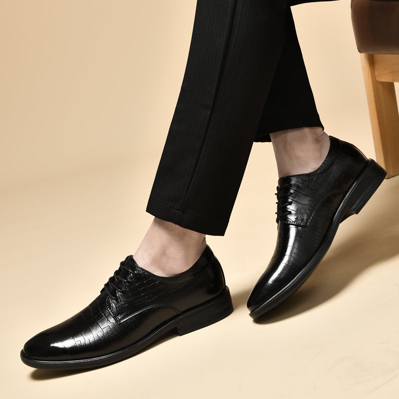 Exotic Men's Genuine Leather Crocodile Print Oxford Shoes-x2108