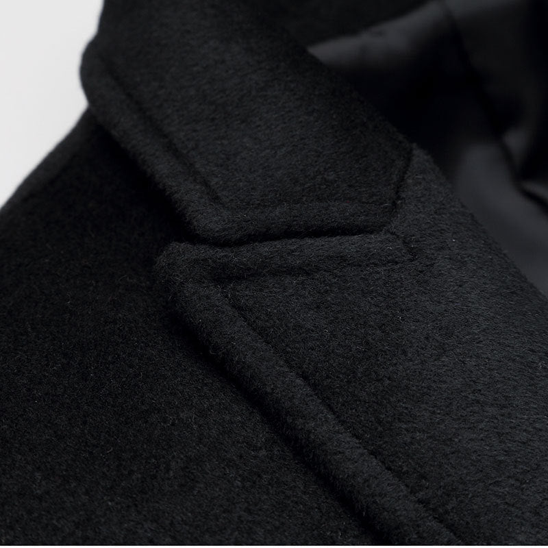 Men's Classic Slim Fit Double Breasted Mid Long Wool Blend Pea Coat | 1721