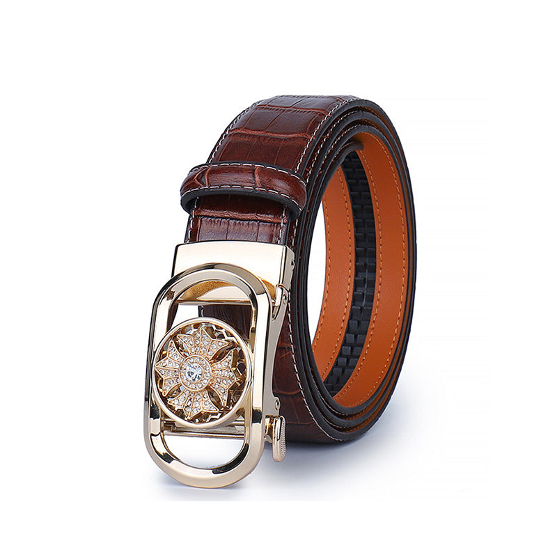 Men's Croc Style Real Leather Ratchet Belt For Jeans Casual Trouser & Suits - Available in Waist Size 28” - 46”