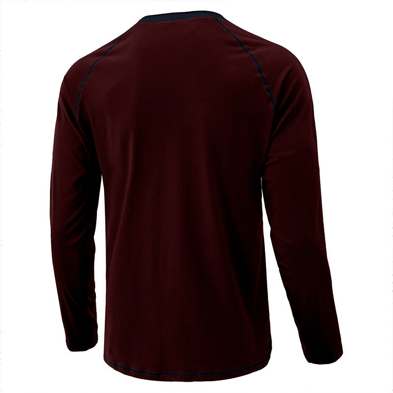 Men's Shirt Long Sleeve Cotton Lightweight Henley T-Shirt | 2237