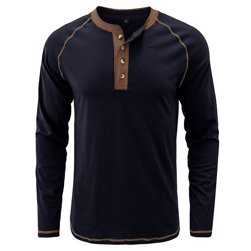 Men's Shirt Long Sleeve Cotton Lightweight Henley T-Shirt | 2237