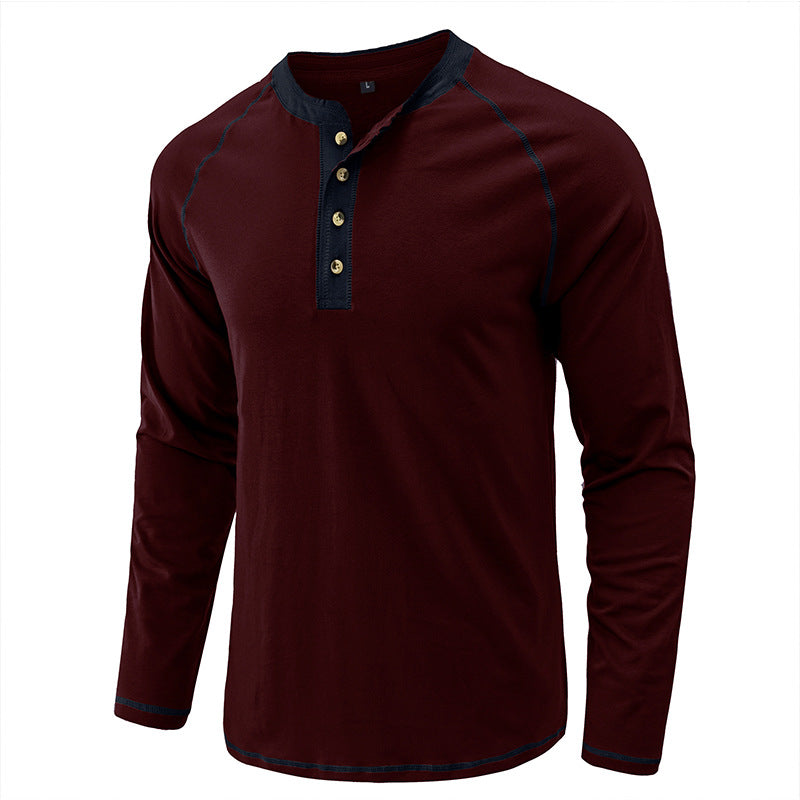 Men's Shirt Long Sleeve Cotton Lightweight Henley T-Shirt | 2237