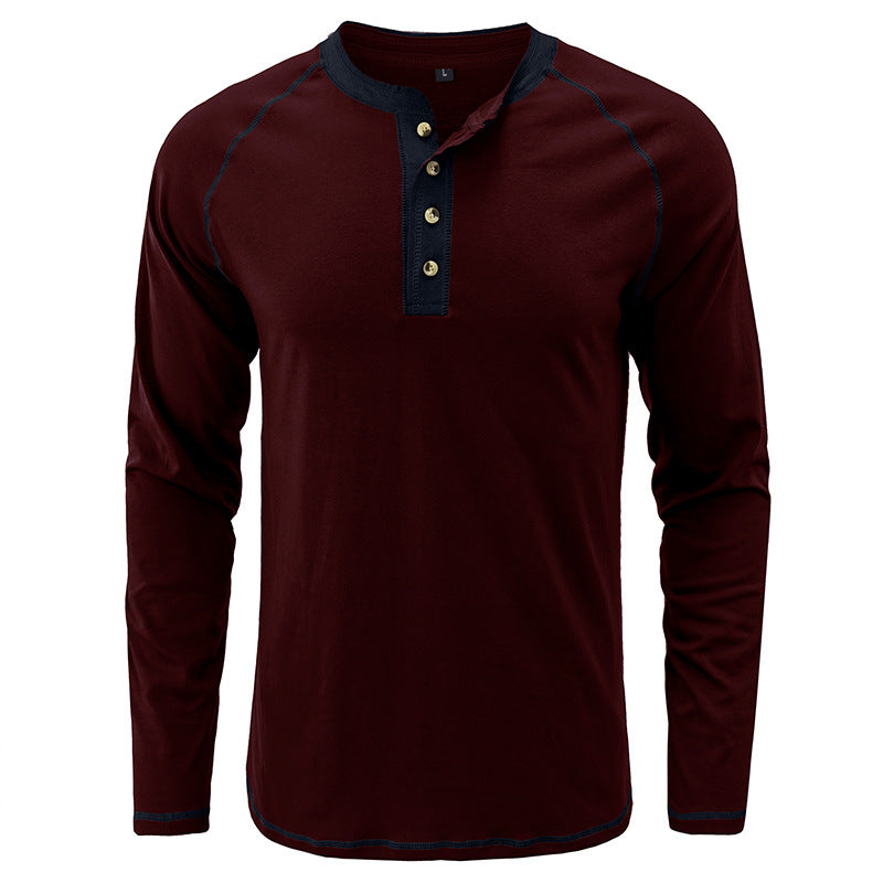Men's Shirt Long Sleeve Cotton Lightweight Henley T-Shirt | 2237