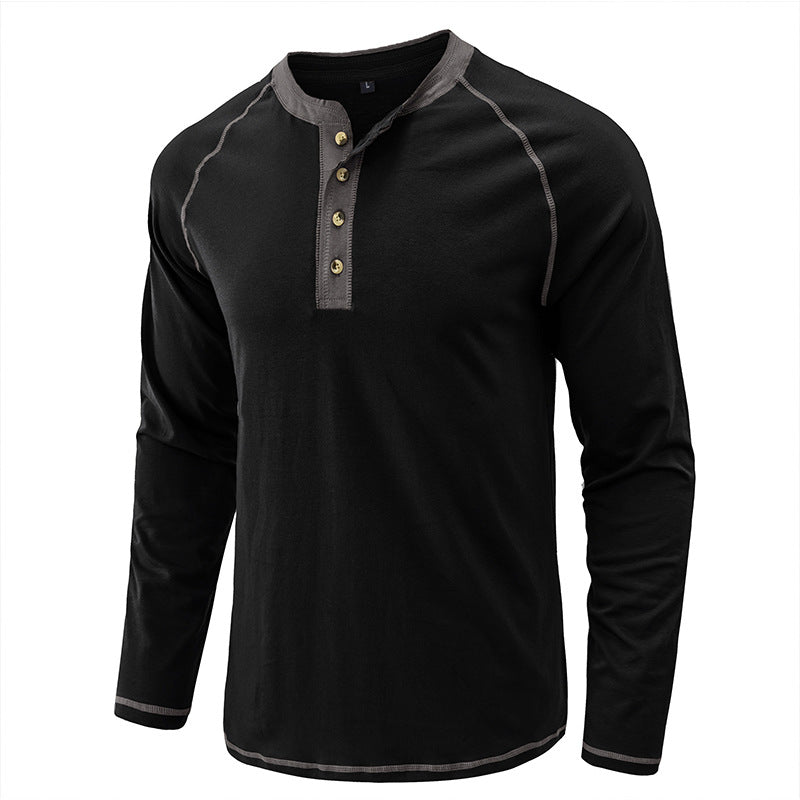 Men's Shirt Long Sleeve Cotton Lightweight Henley T-Shirt | 2237