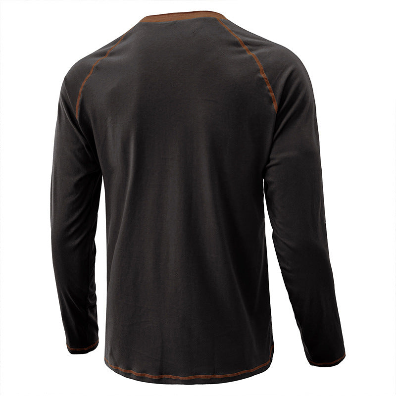 Men's Shirt Long Sleeve Cotton Lightweight Henley T-Shirt | 2237