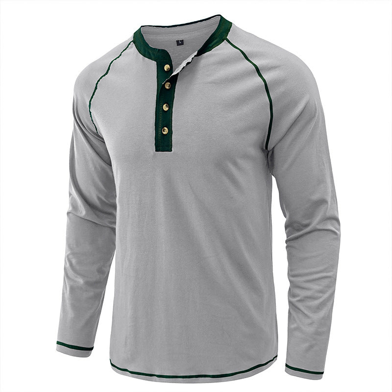Men's Shirt Long Sleeve Cotton Lightweight Henley T-Shirt | 2237