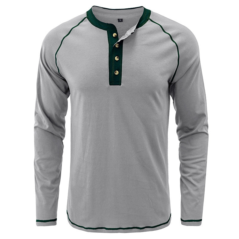 Men's Shirt Long Sleeve Cotton Lightweight Henley T-Shirt | 2237