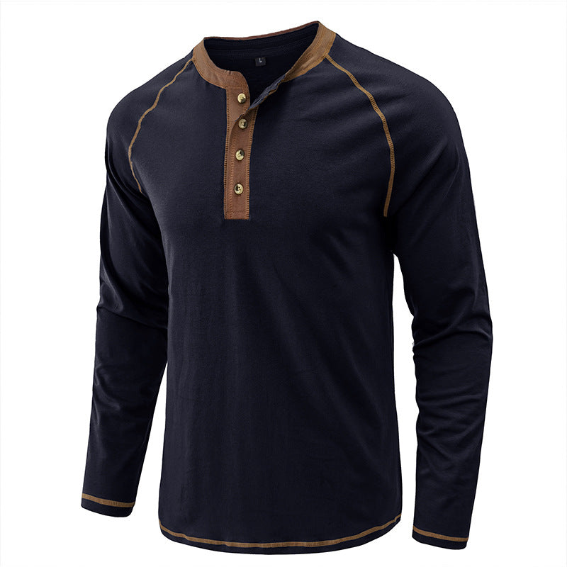 Men's Shirt Long Sleeve Cotton Lightweight Henley T-Shirt | 2237
