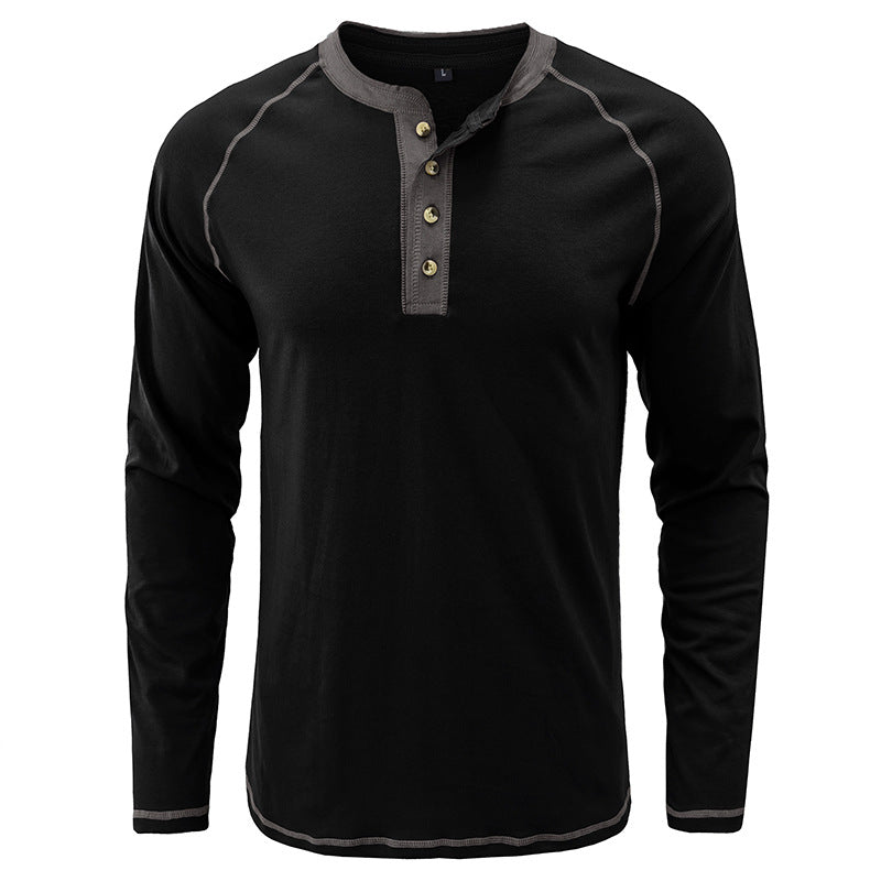 Men's Shirt Long Sleeve Cotton Lightweight Henley T-Shirt | 2237