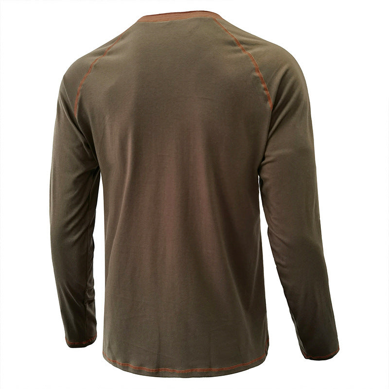 Men's Shirt Long Sleeve Cotton Lightweight Henley T-Shirt | 2237