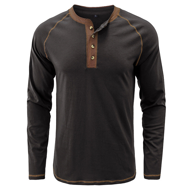 Men's Shirt Long Sleeve Cotton Lightweight Henley T-Shirt | 2237