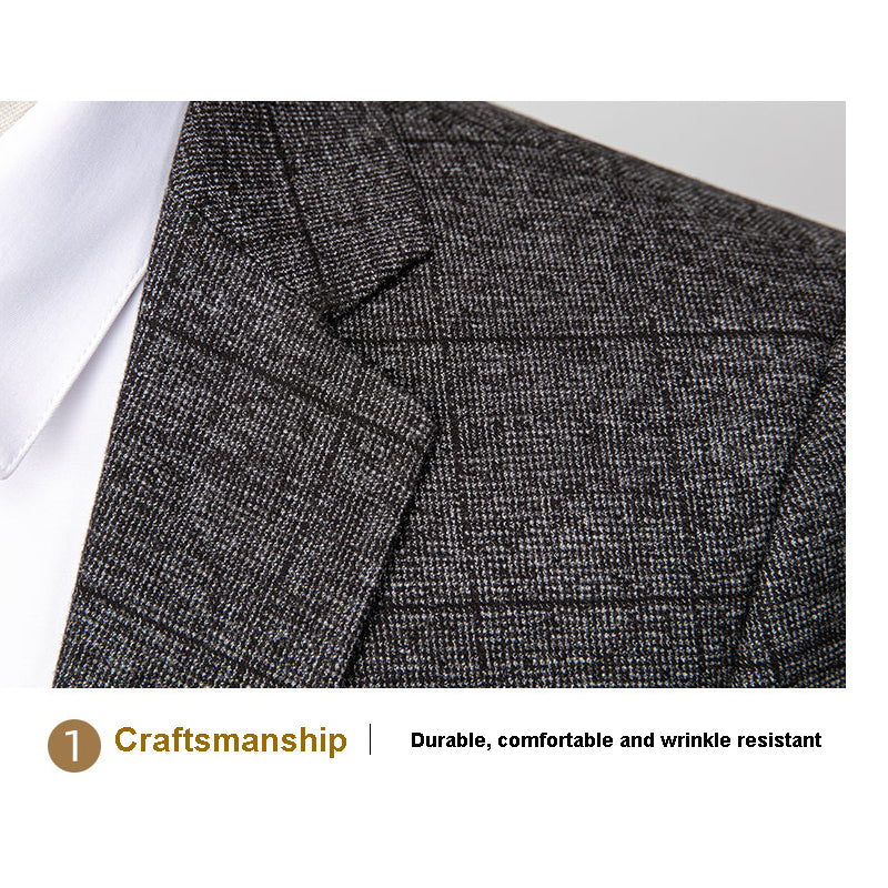 Mens Suits 3 Piece Check Plaid Suit Single Breasted Two Button JacketsTuxedo Suits Spring Autumn Winter | 1752