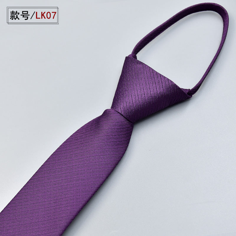 Classic Solid Color Silky Zipper Necktie Men's Pretied Ties | LK02