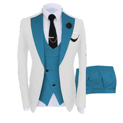 Uomo su misura bicolore abito 3 pezzi sposo matrimonio slim fit blazer giacca gilet pantaloni set smoking abiti| LR908 