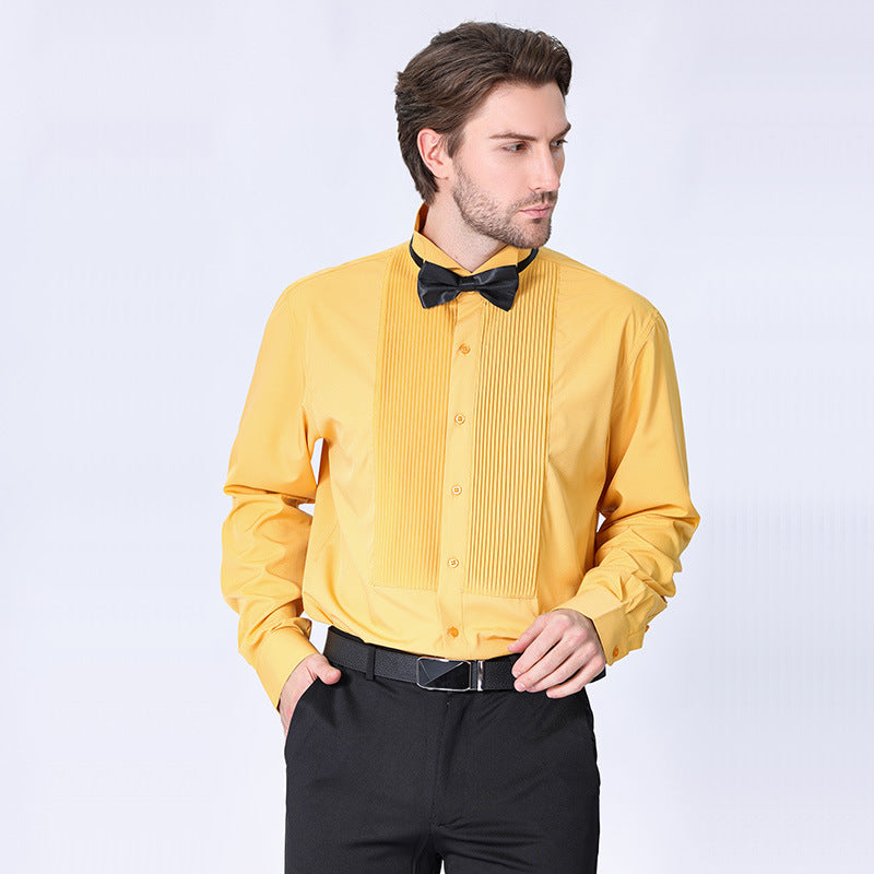 Double Pleated Men's Shirt Business High-end Suit Dress French Shirt | LF631