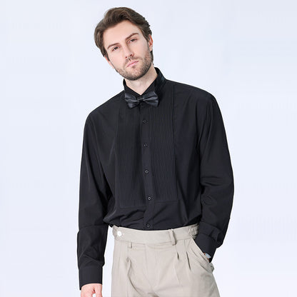 Camicia da uomo con doppia pieghe, elegante camicia francese da lavoro di alta qualità | LF631 