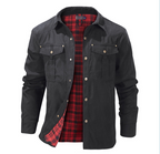 Men's Plaid Jacket Long Sleeve Button-Down Flannel Jacket with Pockets for Streetwear | 3268