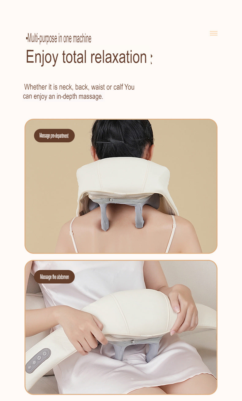 Neck Massager Kneading With Heat Rechargeable Cordless Electric Massage Pillow Deep Tissue Massage