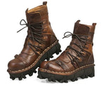 Men's Genuine Leather Harley Boots | Skull Design Motorcycle Ankle Boots | Waterproof & Anti-Slip Work Boots | 1809