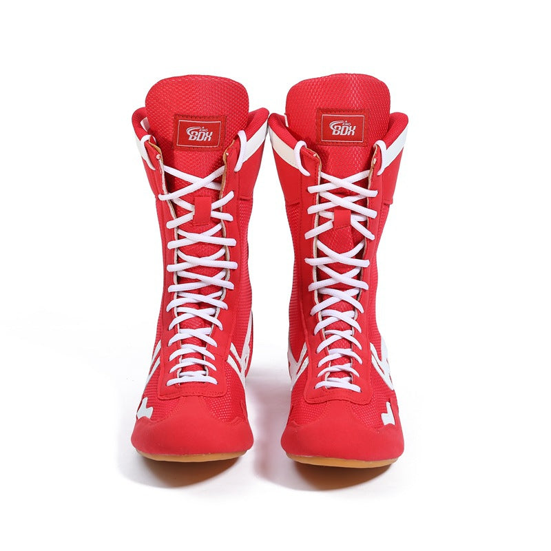 Professional Boxing Training Shoes | High-Top Competition Fight Shoes with Gum Rubber Sole Martial Arts Footwear | Fight001