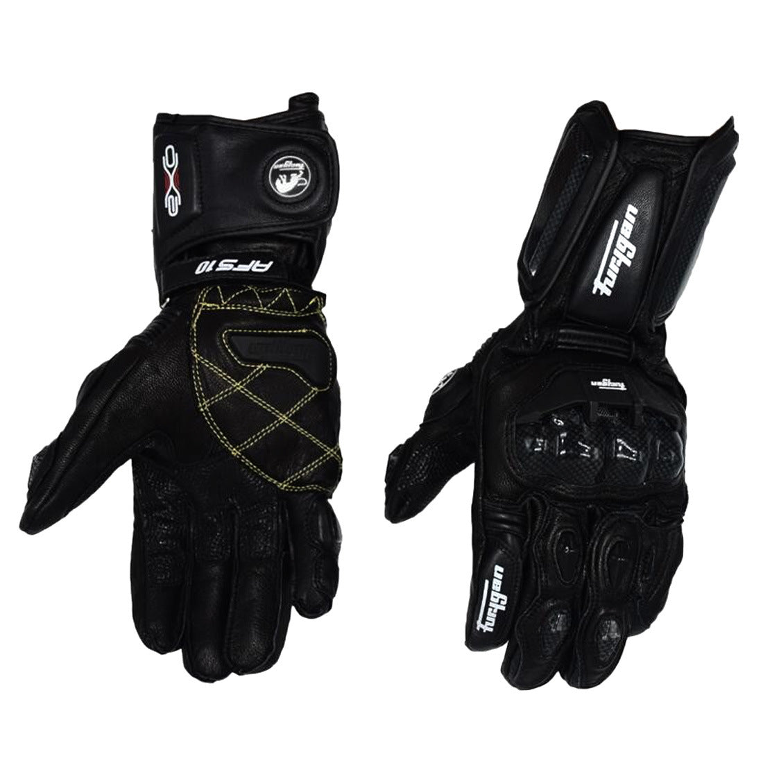 Furygan AFS10 Leather Motorcycle Gloves | Carbon Fiber Racing Gauntlets with Knuckle Protection & Ventilation for Sport Riding | JC001