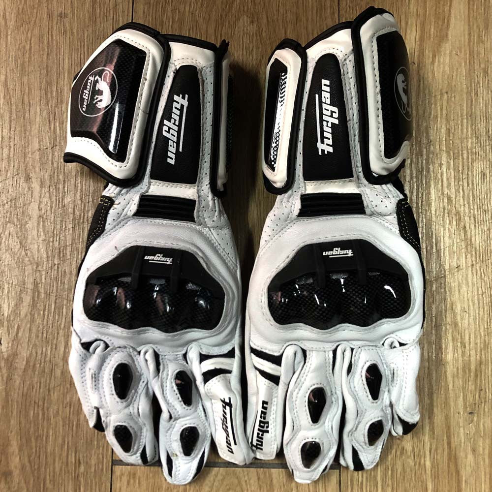 Furygan AFS10 Leather Motorcycle Gloves | Carbon Fiber Racing Gauntlets with Knuckle Protection & Ventilation for Sport Riding | JC001