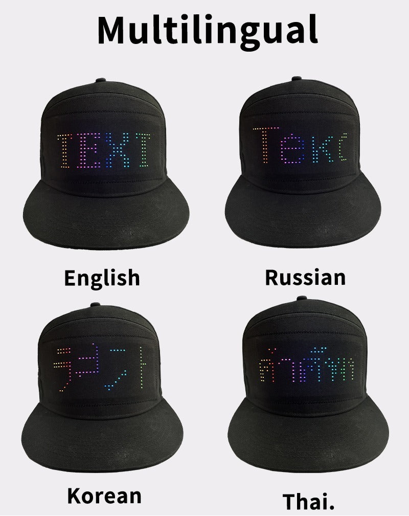 App-Controlled LED Cap Bluetooth Full-Color Display Message Rechargeable Hat Cool Party Costume| HMZ-005