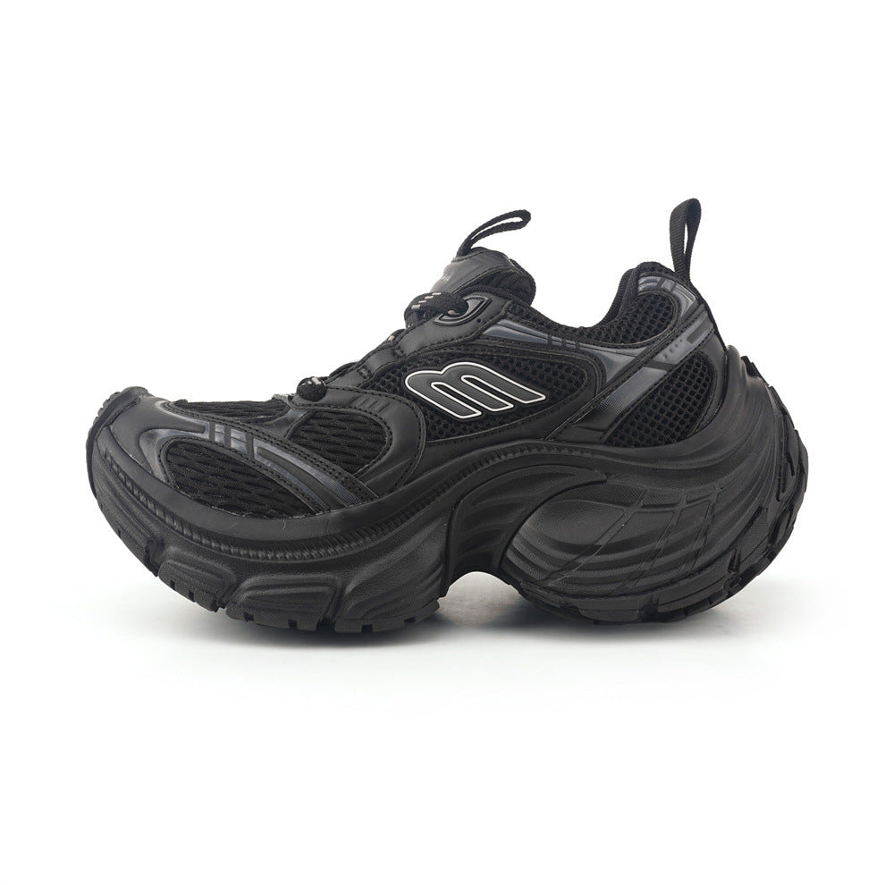 Paris 13th 10XL Distressed Dad Sneakers | Unisex Chunky Platform Trainers with Extreme Height Boost | Retro Mesh Casual Footwear | 10XL