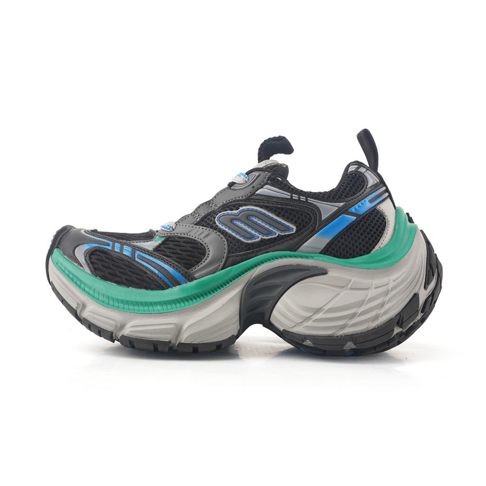 Paris 13th 10XL Distressed Dad Sneakers | Unisex Chunky Platform Trainers with Extreme Height Boost | Retro Mesh Casual Footwear | 10XL