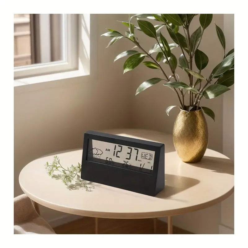 Modern Transparent LED Digital Clock – Temp & Humidity, Weather Icons Home & Office Décor | 2158