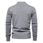 Men's Cotton Cable Knit Cardigan with Pockets, Stand Collar, Button-Down Sweater | CW61