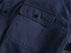 Vintage Workwear Double Pocket Shirt Retro Casual Classic Shirt Top for Men | V38
