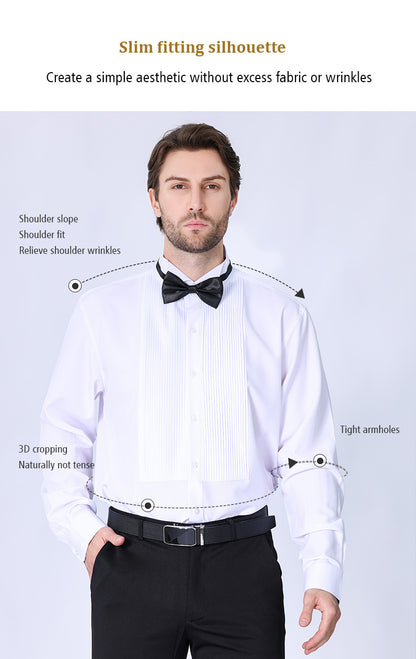 Double Pleated Men's Shirt Business High-end Suit Dress French Shirt | LF631