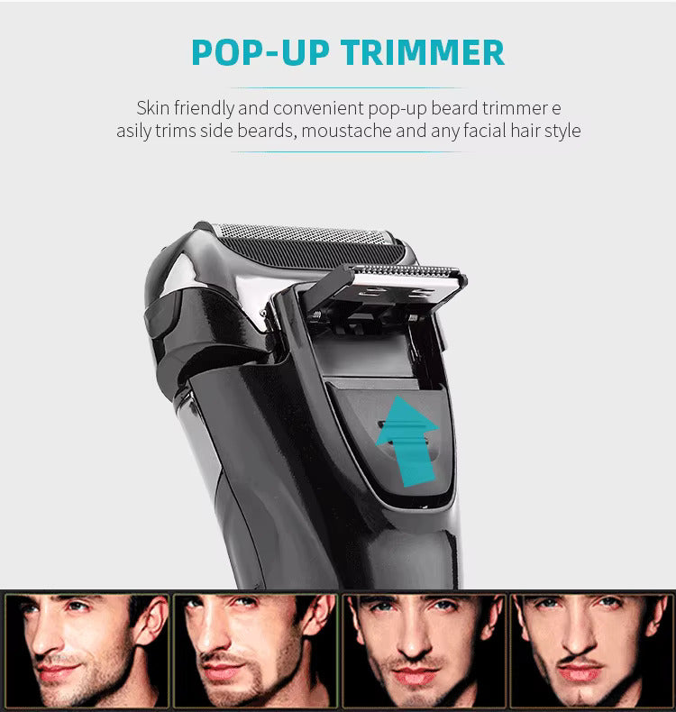 Triple Blade Electric Shaver for Men LCD Display IPX6 Waterproof USB Rechargeable Trimmer | RSM-1577