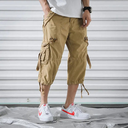 Pantaloncini cargo lunghi da uomo nuovi, pantaloni casual sotto il ginocchio | 5820 