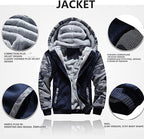 Men's Camouflage Tracksuit Zip Coat Winter Thick Fleece Hooded Jacket+Pants Sweat Suit