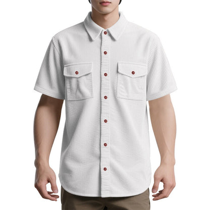 Men's Heavyweight Corduroy-Texture Work Shirt - 2025 Summer Relaxed Fit Casual Top | YH-OB20